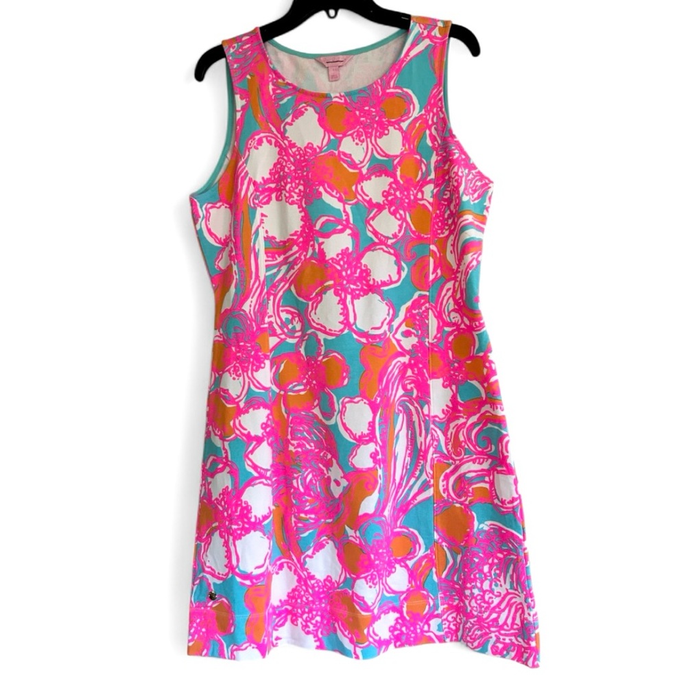 NWT LILLY PULITZER Feeling Tanked Groovy Floral Shift Terry Cloth Preppy | Large